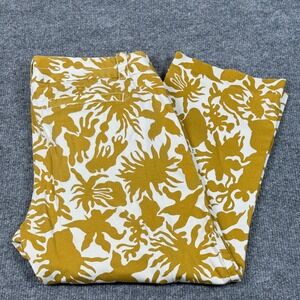 J Crew City Fit Stretch Capri Cropped Pants  Size 12 Floral Mustard White Retro